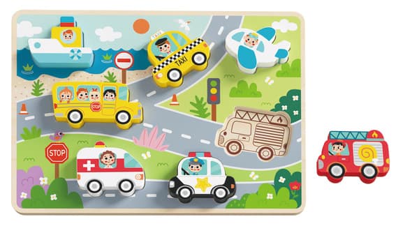 🚗 Дерев’яна рамка-вкладиш «Транспорт» для дітей