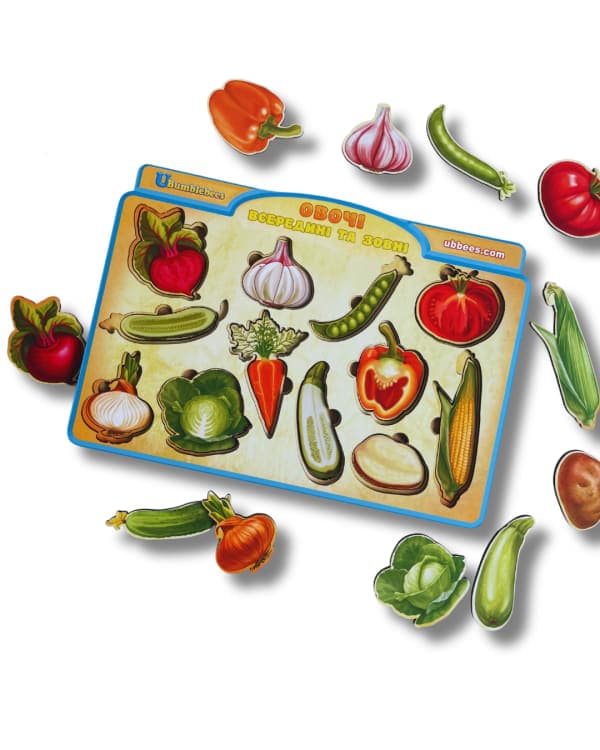 🥕🧩Дерев’яний пазл-сортер “Овочі: зовні та всередині” 