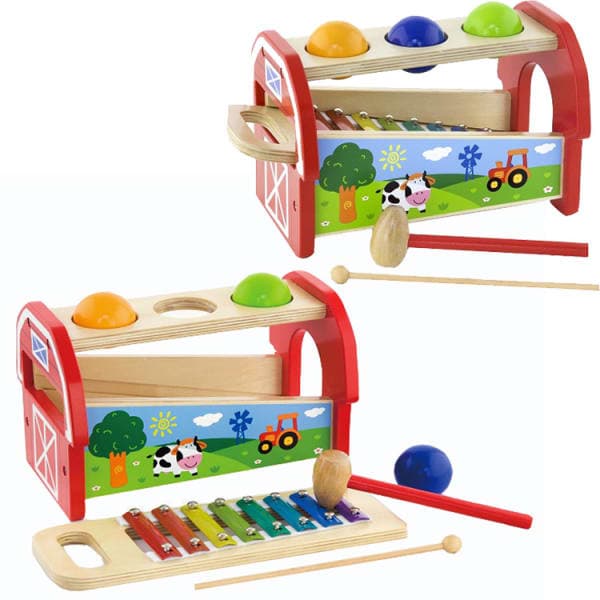 🎵 Музична стукалка з кульками та ксилофоном — дерев’яна іграшка 2 в 1
