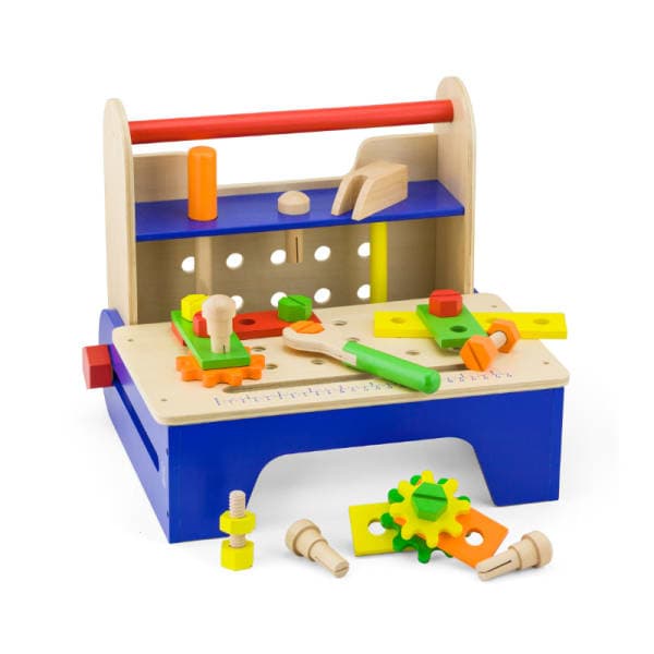 🧰 Розкладний ящик з інструментами — дерев’яний набір 2 в 1 для маленького майстра