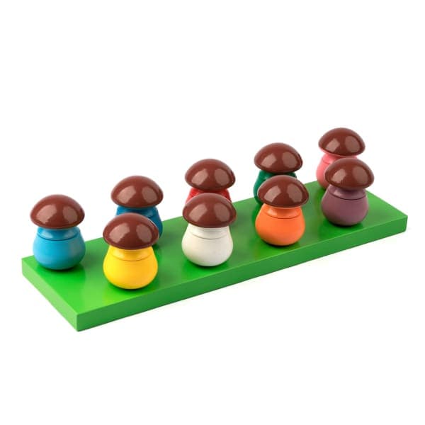 🍄 Дерев’яна розвивальна гра «Грибочки на галявині», 9 шт.