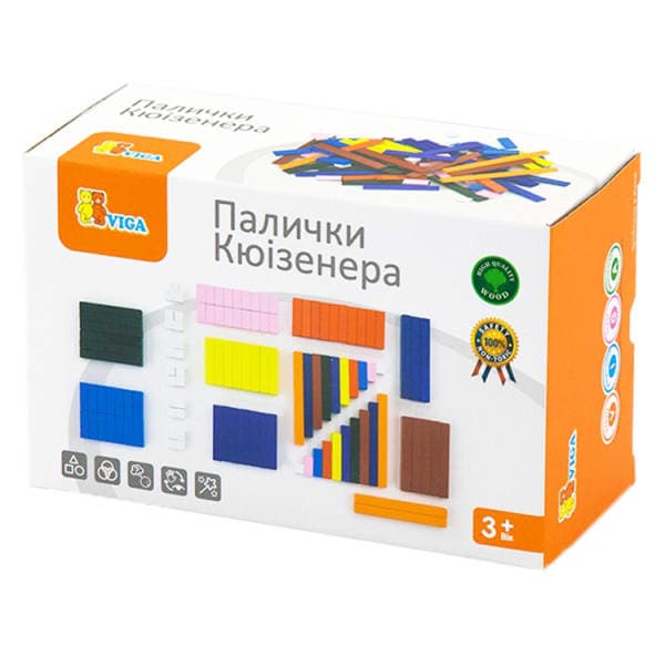 🔢 Палички Кюїзенера Viga Toys — кольоровий набір для навчання математики