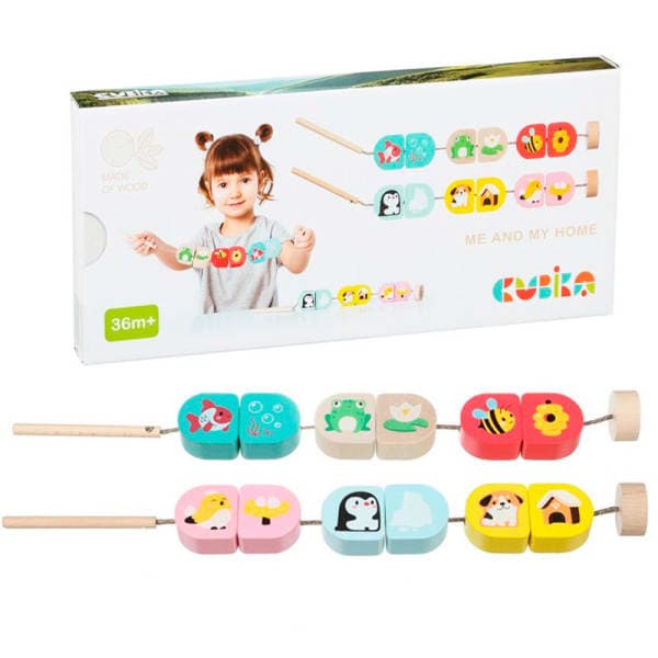 Дерев’яна шнурівка «Хто де живе?» – розвиваюча іграшка для дітей від 1 року